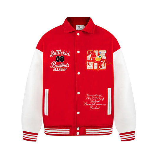 Men’s Letter Embroidered Varsity Baseball Jacket