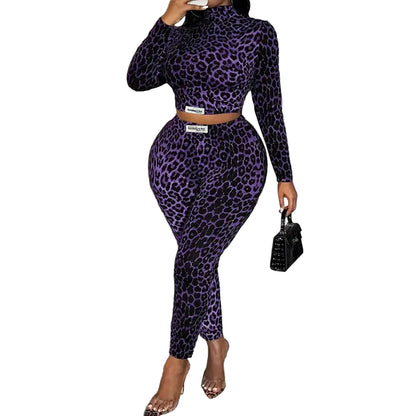 Leopard Print Two-Piece Set for Women