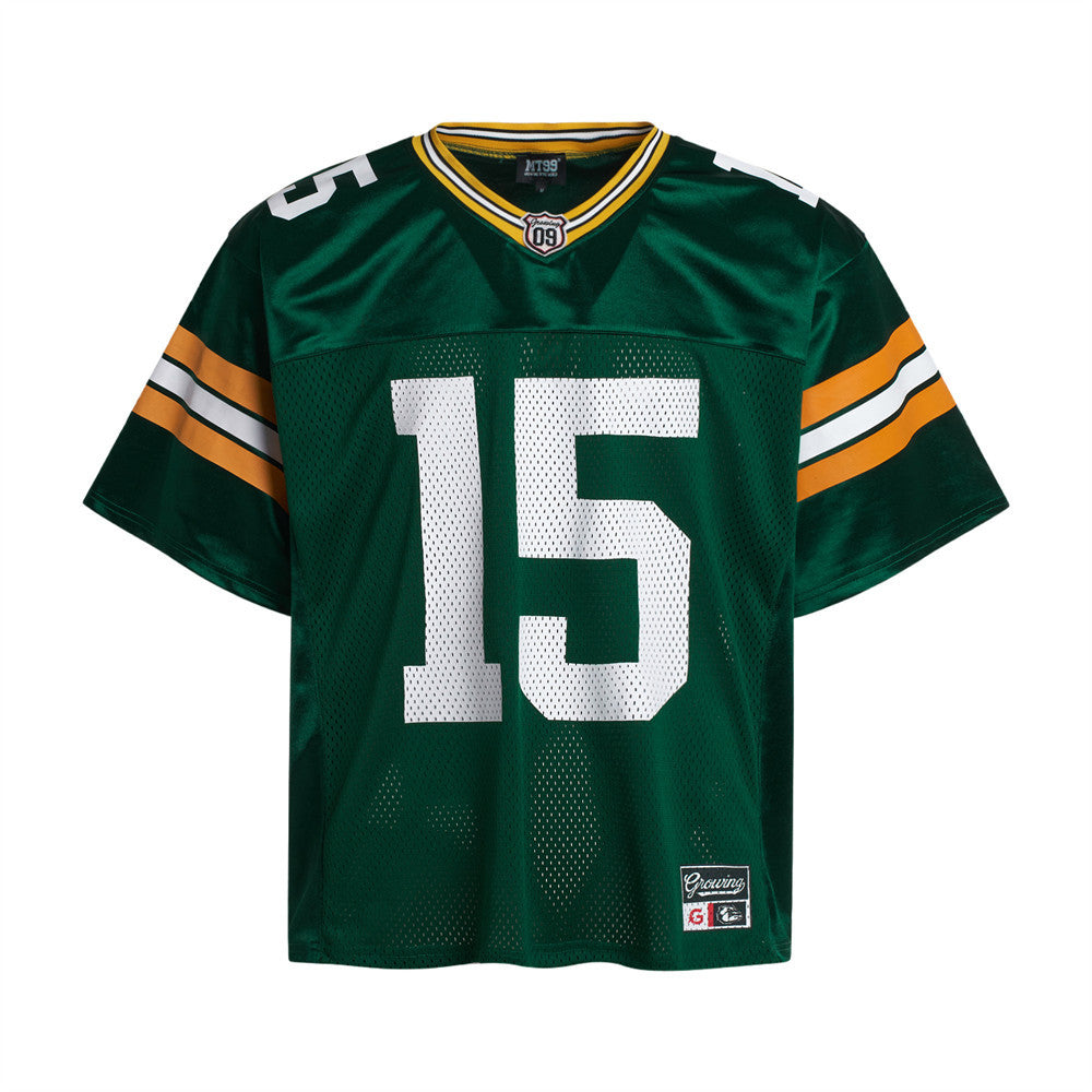 Mesh patchwork short sleeved T-shirt