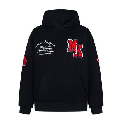 Embroidered letter hooded sweatshirt