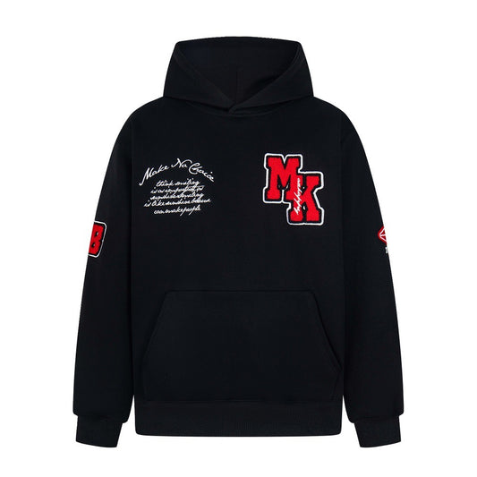 Embroidered letter hooded sweatshirt