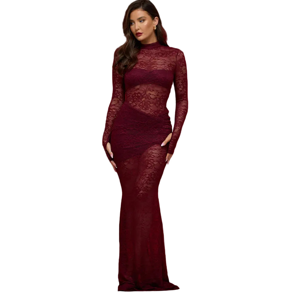 Sexy Spliced Mesh Cut-Out Fitted Bodycon Dress