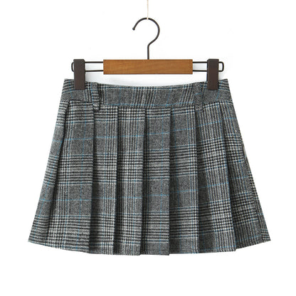 Women’s Casual Plaid Pleated Skirt – Lined High-Waist Mini Skirt for Everyday Style