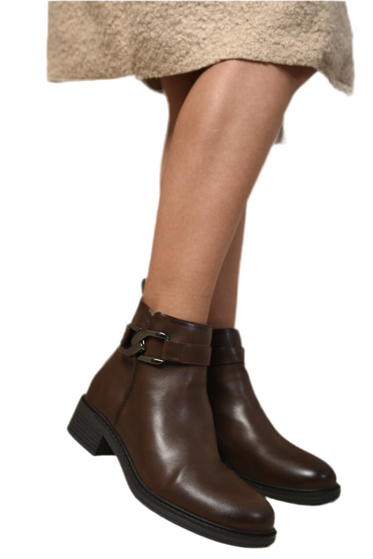 Buckle Side Zipper Closure Ankle Boots