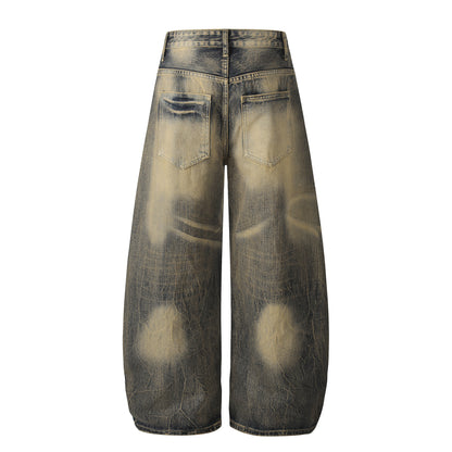 Trendy Loose Casual Denim Pants with Knife-Edge Design