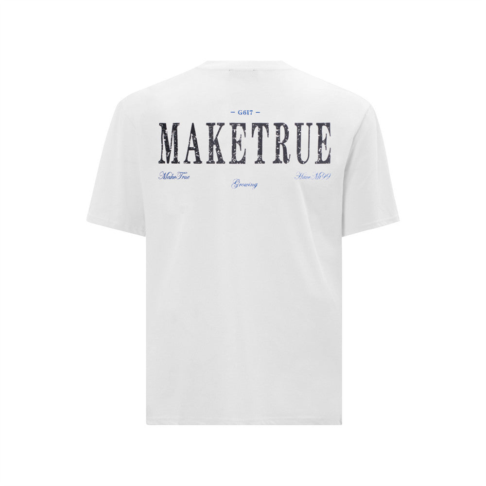 Letter Printed Pure Cotton Short Sleeved T-Shirt