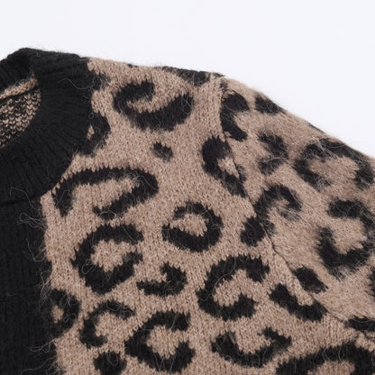 Animal Print Jacquard Knit Cardigan Jacket