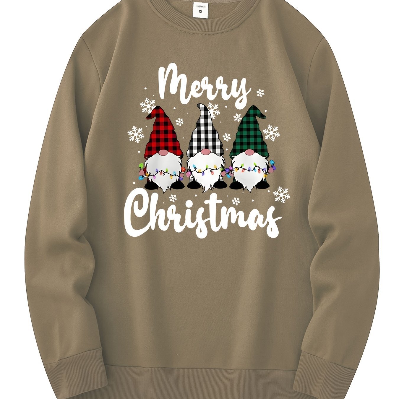 Men’s Christmas Gnome Graphic Sweatshirt – Olive Green