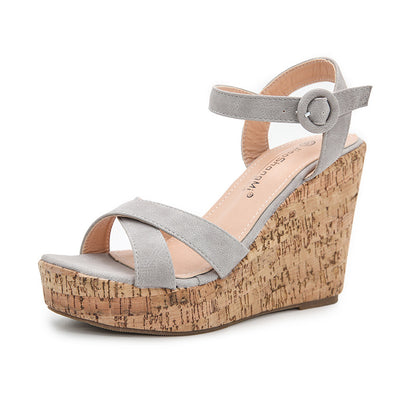 Comfort Luxe Platform Wedge Sandals Adjustable Buckle Summer Heels