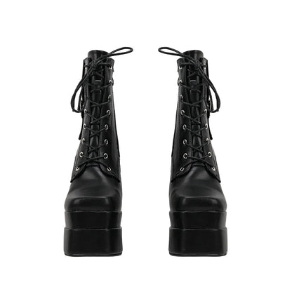 High Shaft Chunky Heel Square Toe Boots for Women