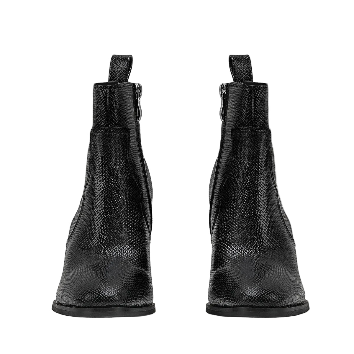 Fashion Pointed Toe Snakeskin Ankle Boots – Chunky Heel