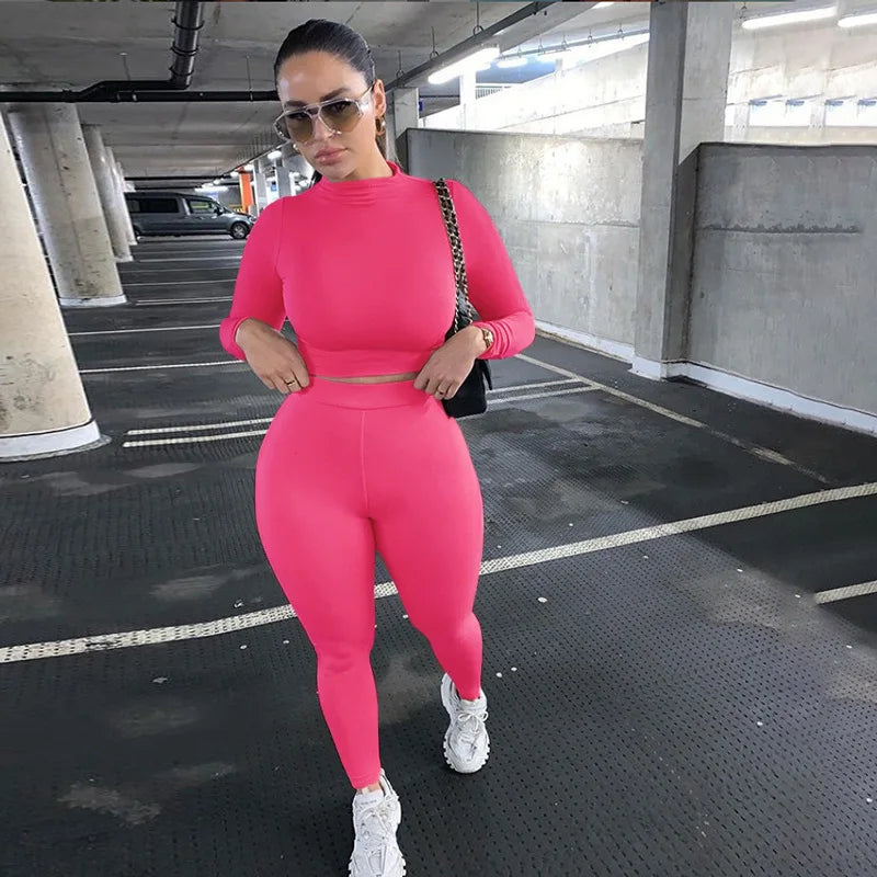 2021 New arrivals 18 color fashion casual sports fitness  crop top yoga two piece set women sportswear fitness other sportswear-16