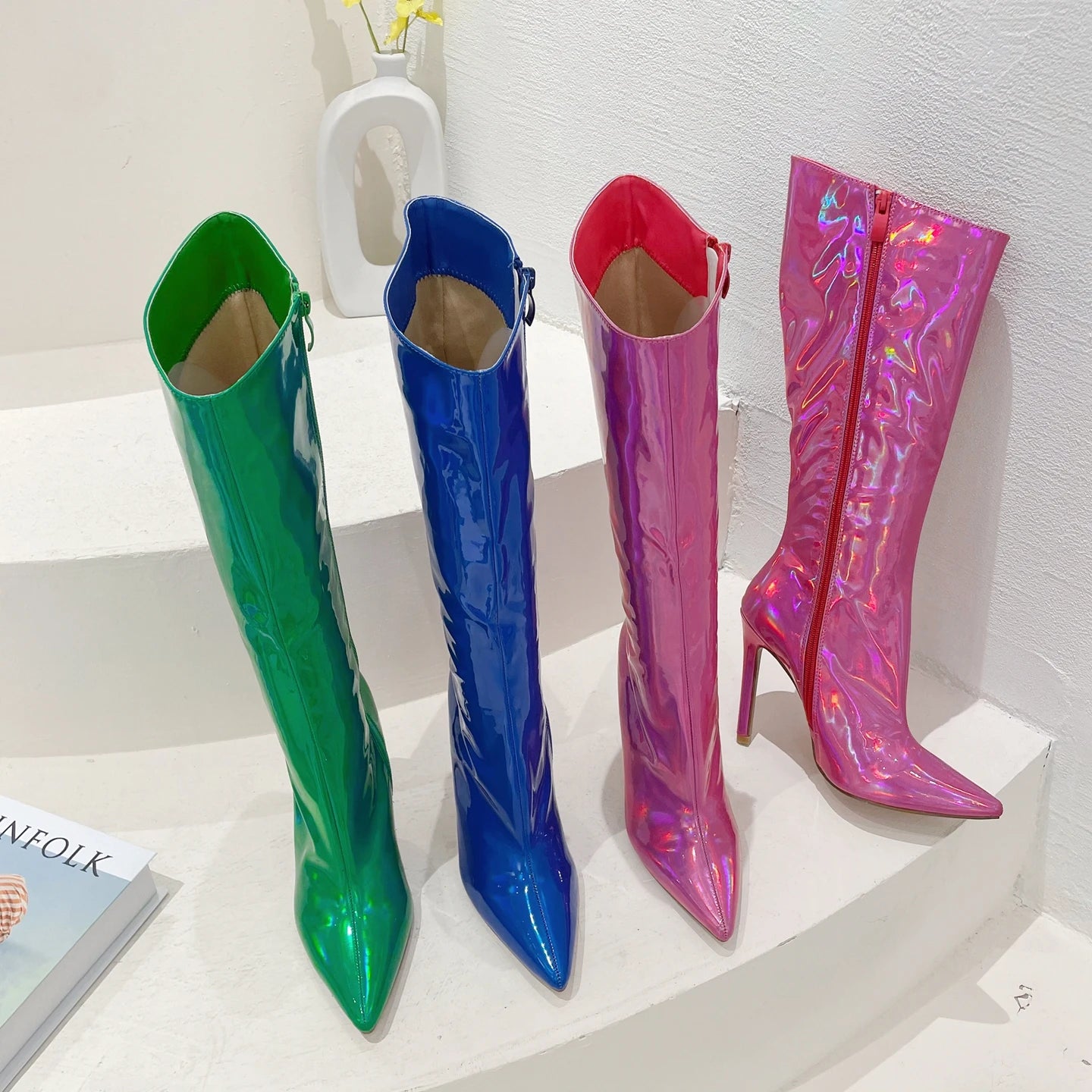 European and American Bright Boots 2022 New Pointed Toe High-heeled Women's Boots 35-42-4