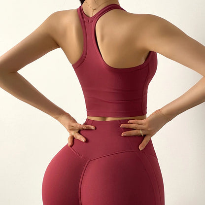 Women's Tummy Control Flexible Exercise Bodybuilding Tights and Bra Set-8