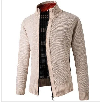 Wholesale Men's Sweater Coat Loose Sweater Men's Casual Youth Stand Collar Knitted Cardigan-1