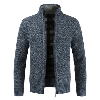 Wholesale Men's Sweater Coat Loose Sweater Men's Casual Youth Stand Collar Knitted Cardigan-11