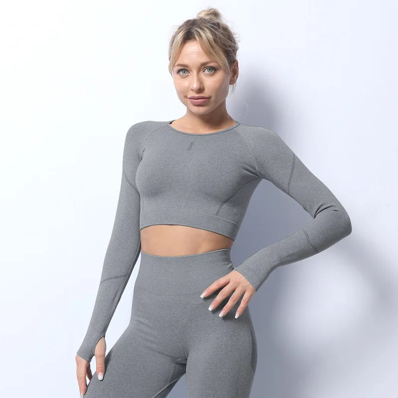 Workout 2 Piece Workout Crop Top Set Clothing Womens Fitness Apparel Sports Set Women Yoga Set Gym Wear-13