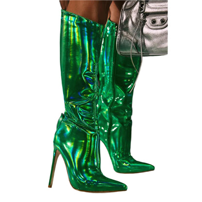 European and American Bright Boots 2022 New Pointed Toe High-heeled Women's Boots 35-42-3