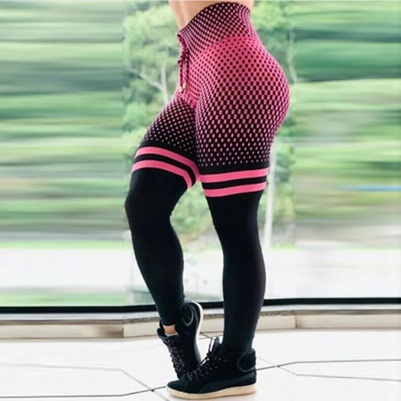 Hot Sale Polyester Stretchy Yoga Pants	Drawstring Women Sports Gym Yoga Wear Digital Printing High Waist Tights Woman Leggings-10