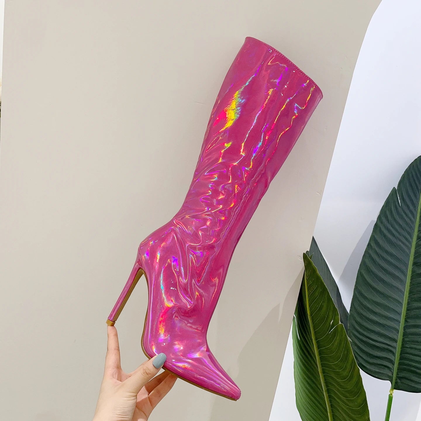 European and American Bright Boots 2022 New Pointed Toe High-heeled Women's Boots 35-42-5