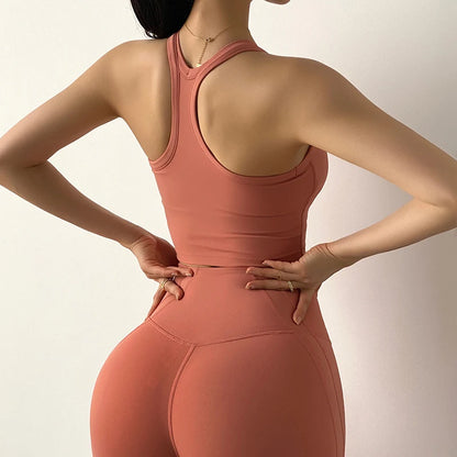 Women's Tummy Control Flexible Exercise Bodybuilding Tights and Bra Set-6