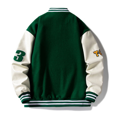 Unisex Varsity Letterman Jacket with Hooded Windproof Shell