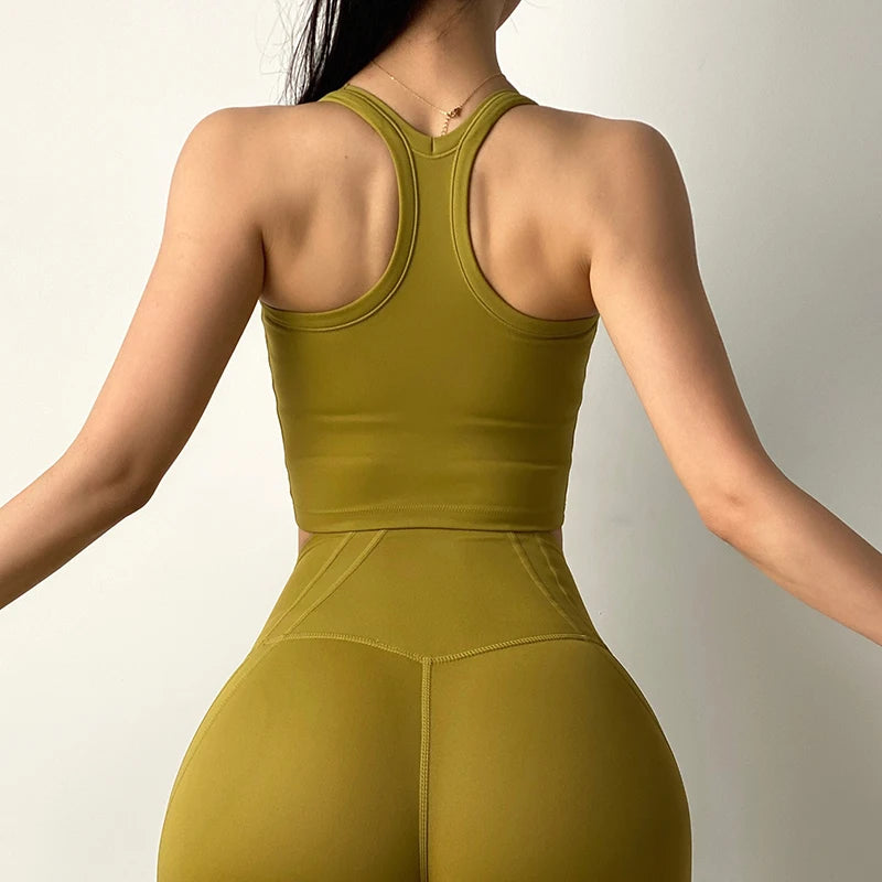 Women's Tummy Control Flexible Exercise Bodybuilding Tights and Bra Set-10