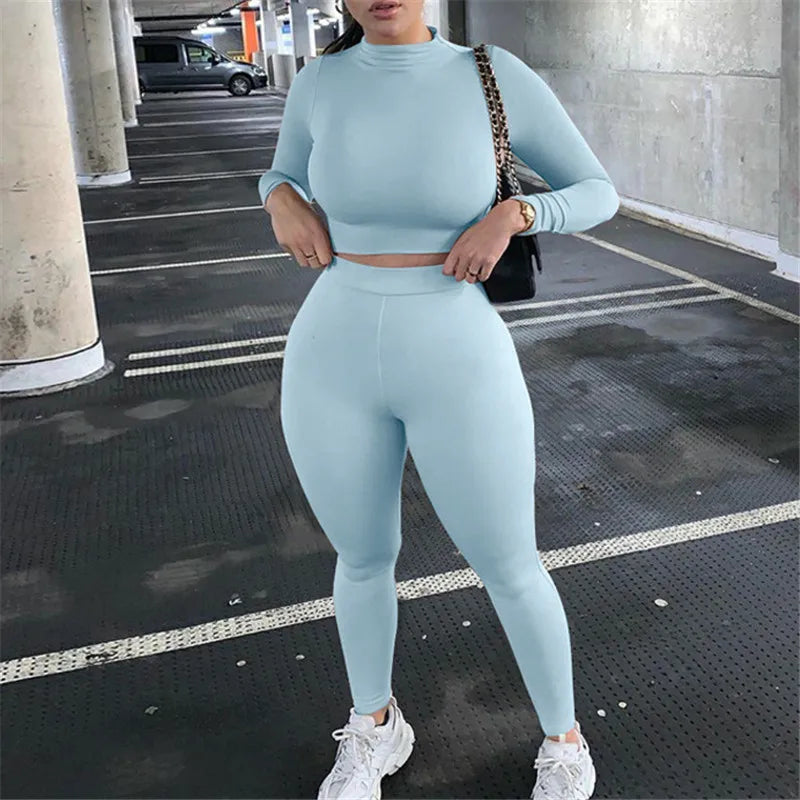 2021 New arrivals 18 color fashion casual sports fitness  crop top yoga two piece set women sportswear fitness other sportswear-2