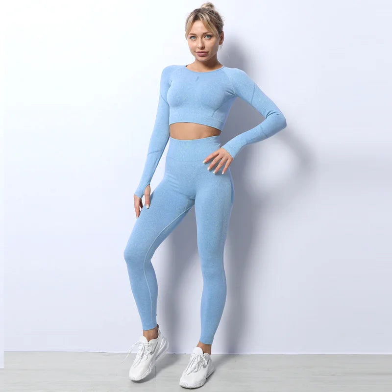 Workout 2 Piece Workout Crop Top Set Clothing Womens Fitness Apparel Sports Set Women Yoga Set Gym Wear-1