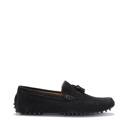 Tasselled Driving Loafers, black suede-0