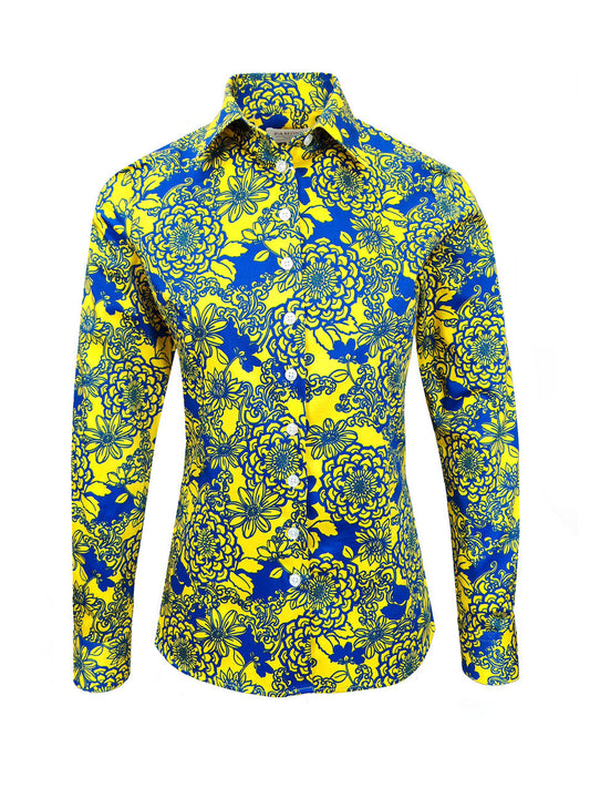Lemon Blue Floral Print Shirt
