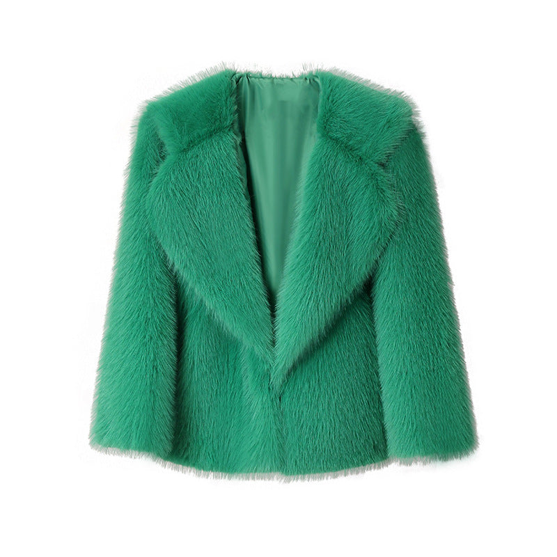 Lapel Leather Fur Coat Women's Artificial Wool Clip Coat