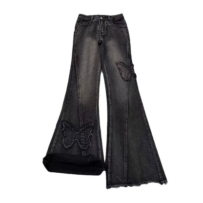 Fashion Elastic Plus Size Women's Denim Flared Pants