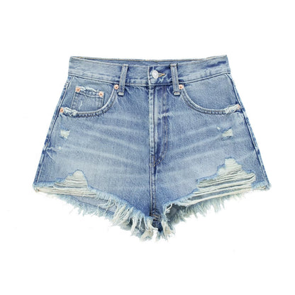 Women's Raw Edge Denim Casual Shorts