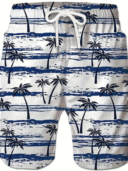 Men's Fashion Beach Coconut Tree Pattern Printed Shorts