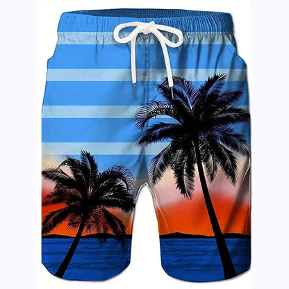 Men's Fashion Beach Coconut Tree Pattern Printed Shorts