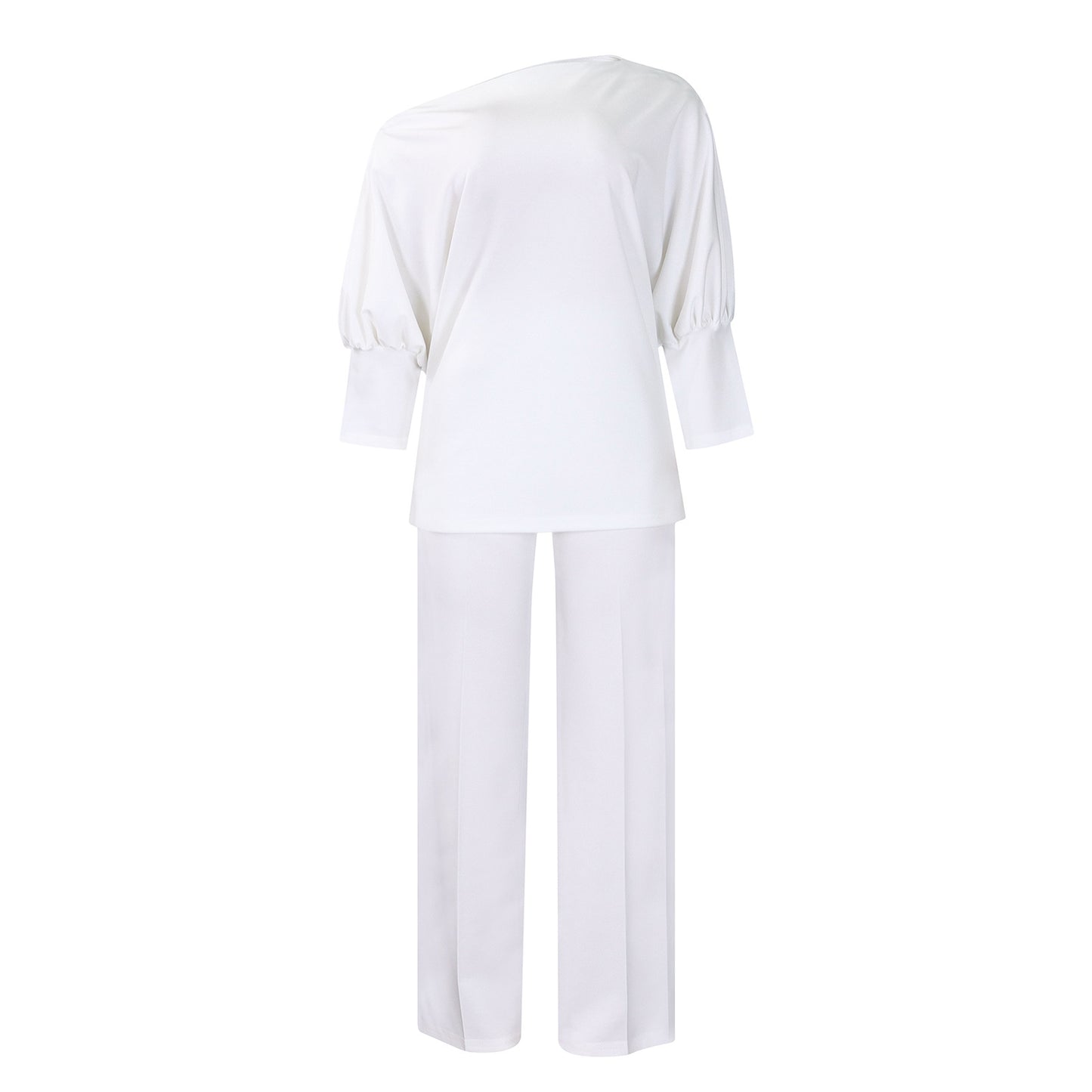 Diagonal Collar Top Wide Leg Pants Cross-border Suit