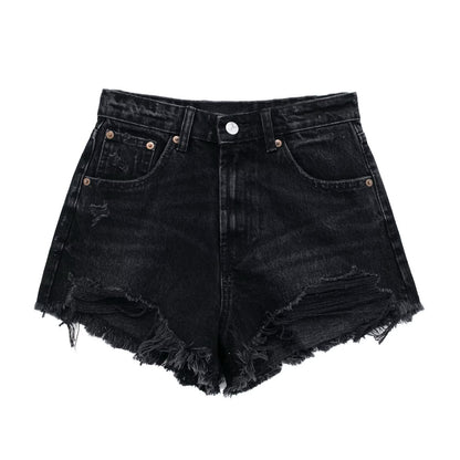 Women's Raw Edge Denim Casual Shorts
