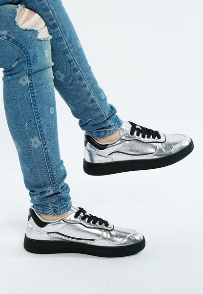 Kyniska Metallic Faux Leather Everyday Sneakers-2