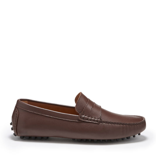 Men’s Penny Driving Loafers – Classic Brown Leather Slip-On Shoes