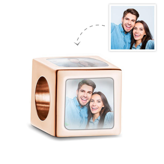 Custom Four-Sided Photo Charm Square Copper Charm Creative Gift for Women