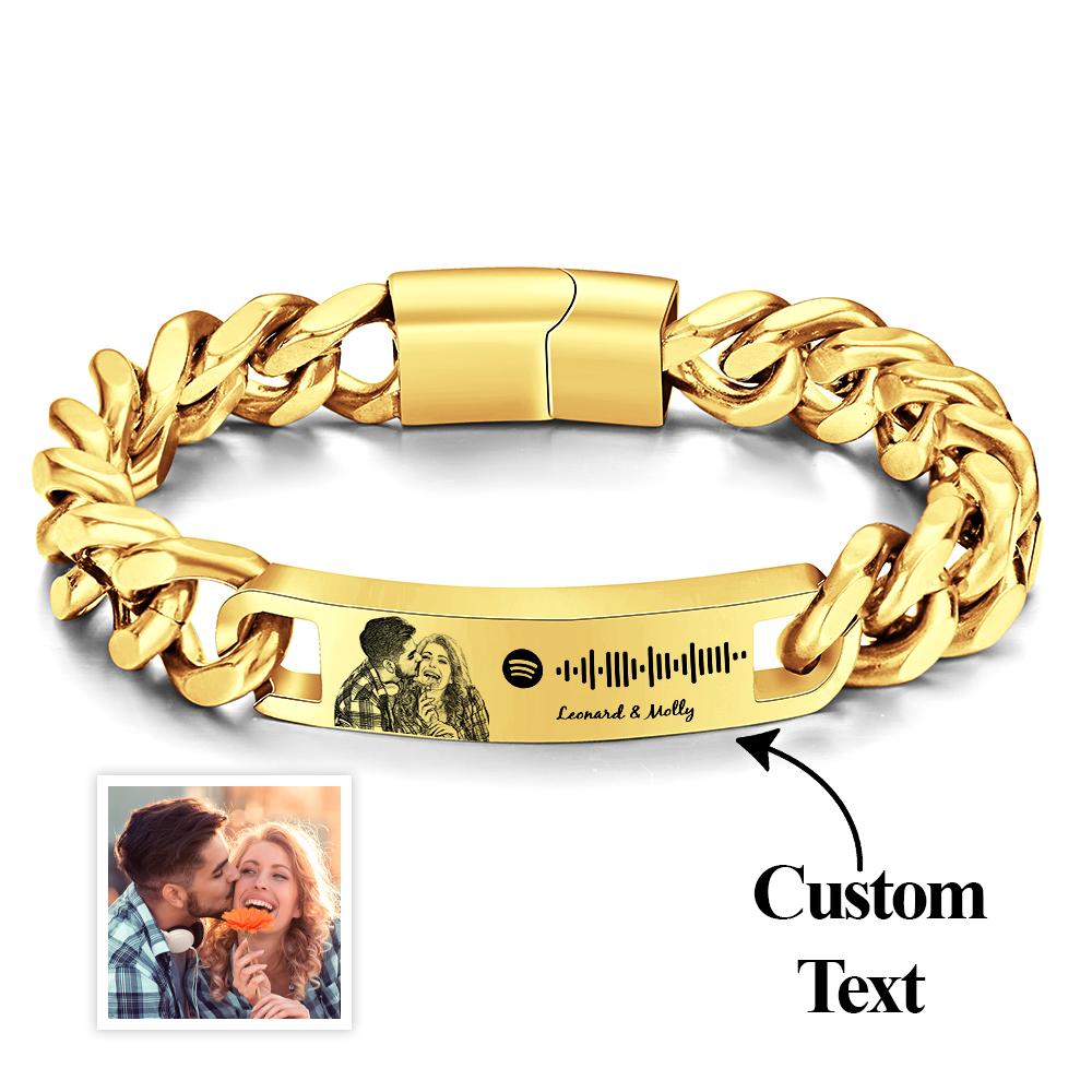 Personalized Spotify Code Bracelet with Your Photo Perfect Anniversary Gift for Him