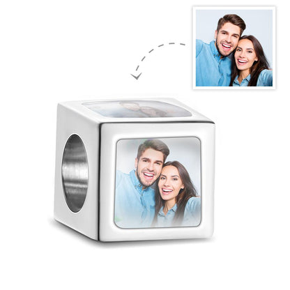 Benutzerdefinierter vierseitiger Foto-Charm, quadratischer Kupfer-Charm, kreatives Geschenk für Frauen