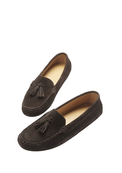 Women's Tasselled Driving Loafers, brown suede