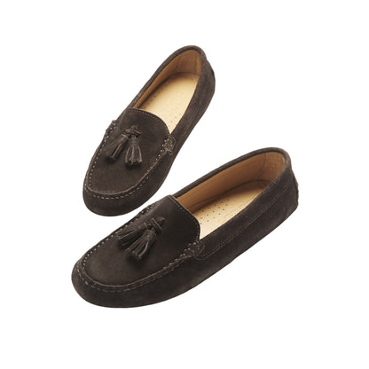 Women's Tasselled Driving Loafers, brown suede