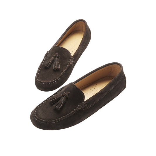 Women's Tasselled Driving Loafers, brown suede