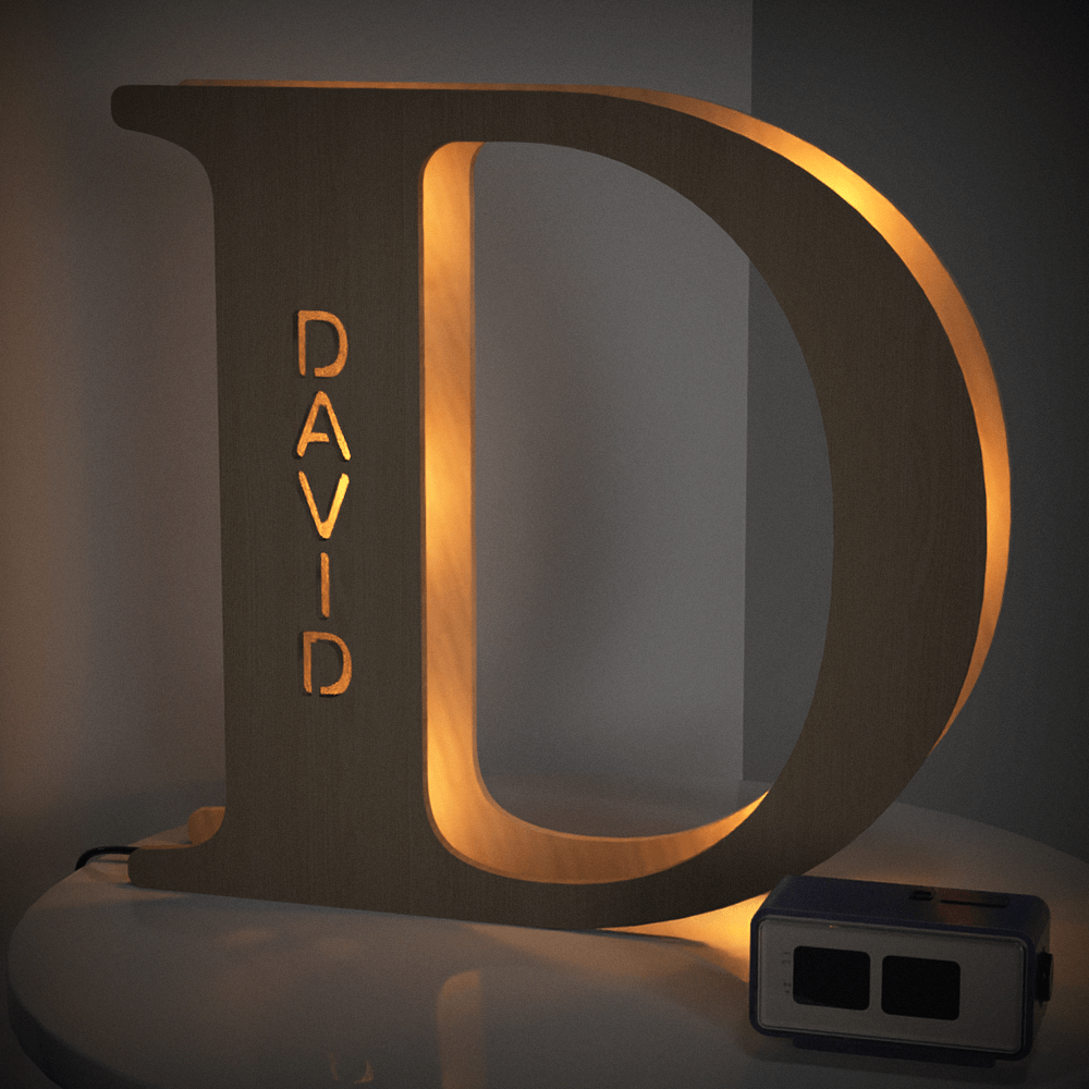 Personalised Wooden Letter Lamp Custom Name Alphabet Night Lights 19CM