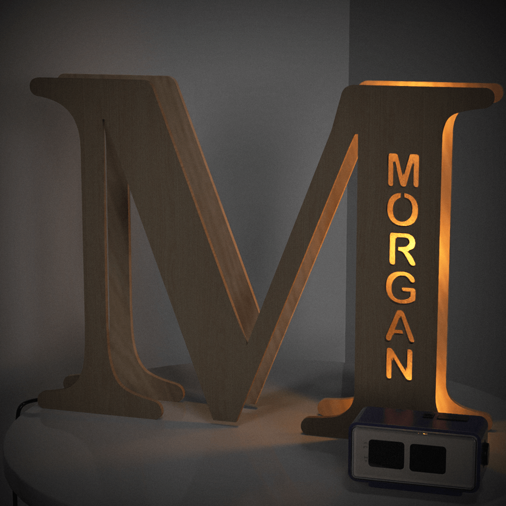 Personalised Wooden Letter Lamp Custom Name Alphabet Night Lights 19CM