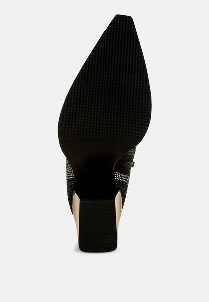 Zarka Rhinestones Embellished Block Heel Boots-4