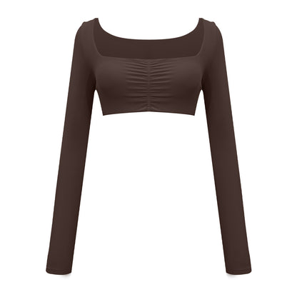 Women’s Solid Color Two-Piece Sports Set – Long Sleeve Top & Flared Pants